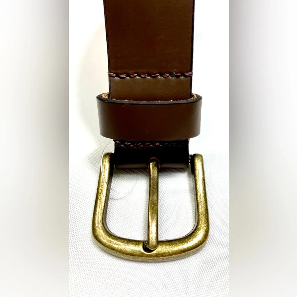 MENS GENUINE REAL LEATHER BELT BUCKLE JEANS TROUSERS SHORTS BROWN